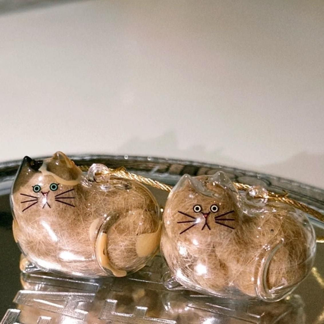 Cat hair memorial keychains