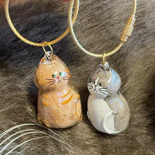Cat hair memorial keychains